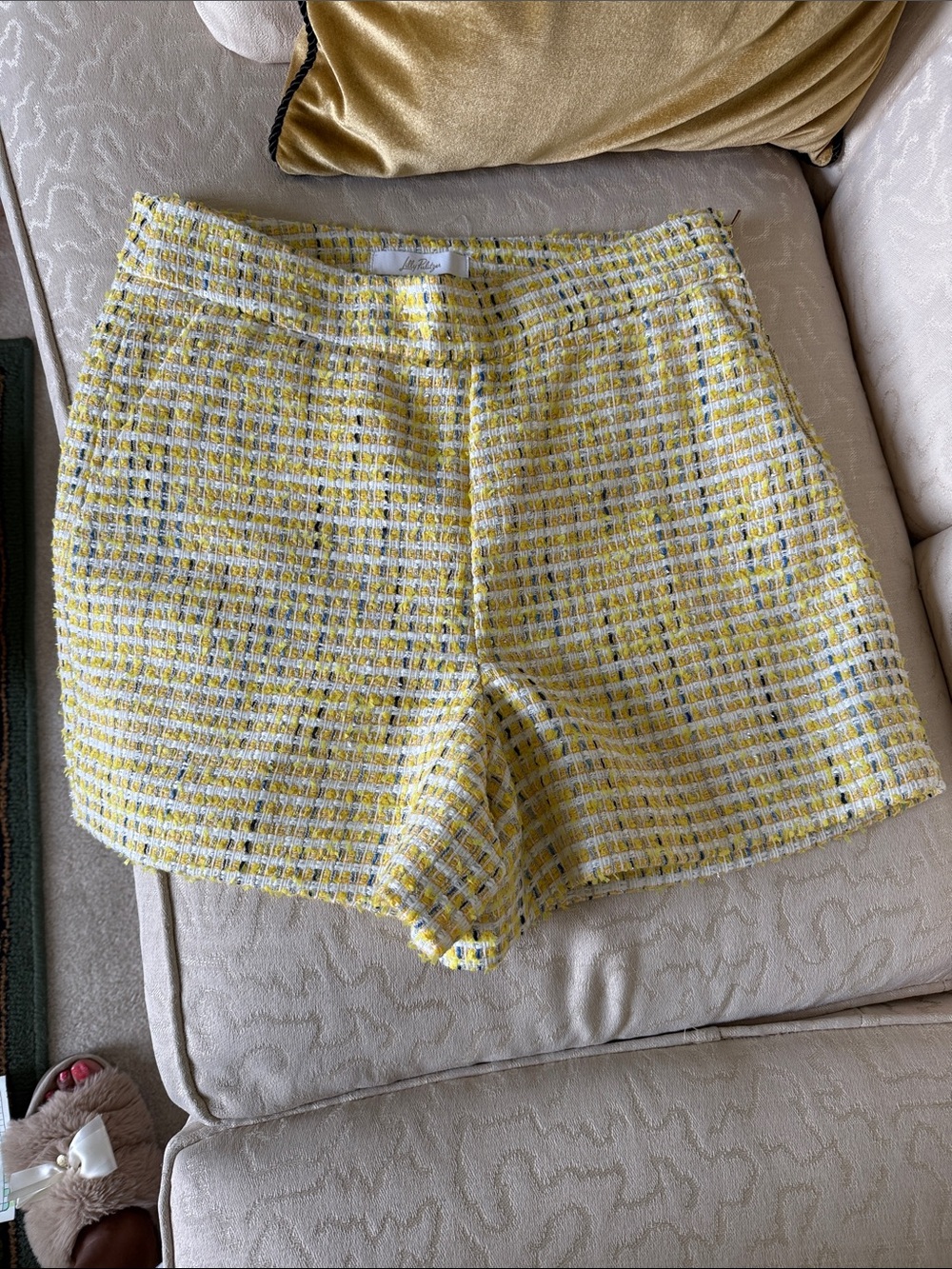 Lilly Pulitzer Yellow Tweed High-Waist Shorts
